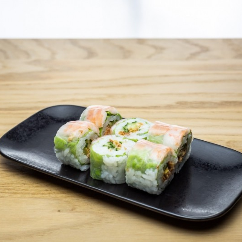 Spring suprême crevette avocat citron confit oignons frits